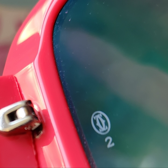 CARTIER White Red Pink Logo France Luxury Oversized CHARLIE Unisex Sunglasses 6" - Picture 9 of 16